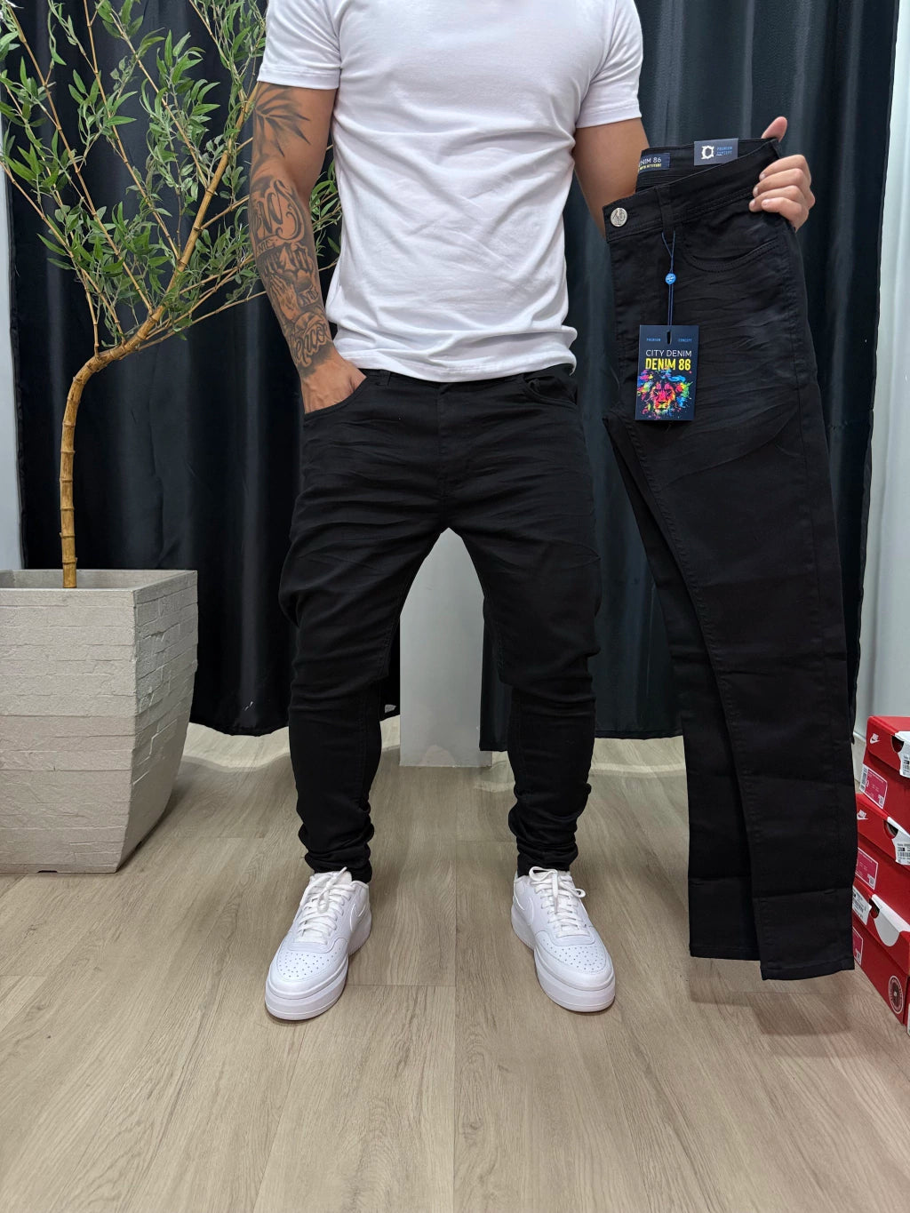 Calça Jeans Jogador Preta