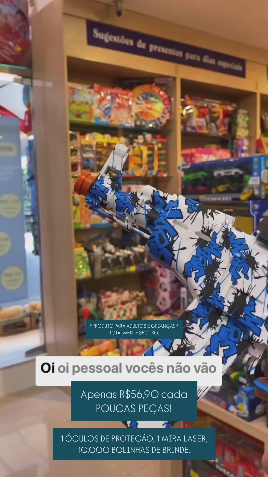 Brinquedo Revolver Lançadora de Bolinhas de Gel com Brindes